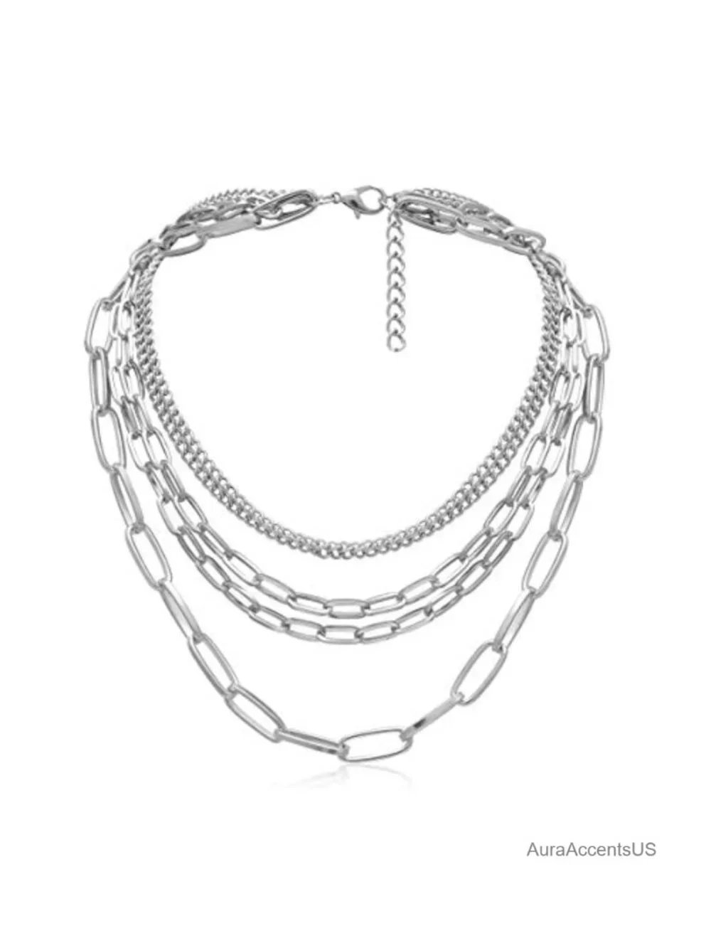 Layered Chain Necklace Set for Women 18 Inch Gold Plated Paperclip Chain Choker